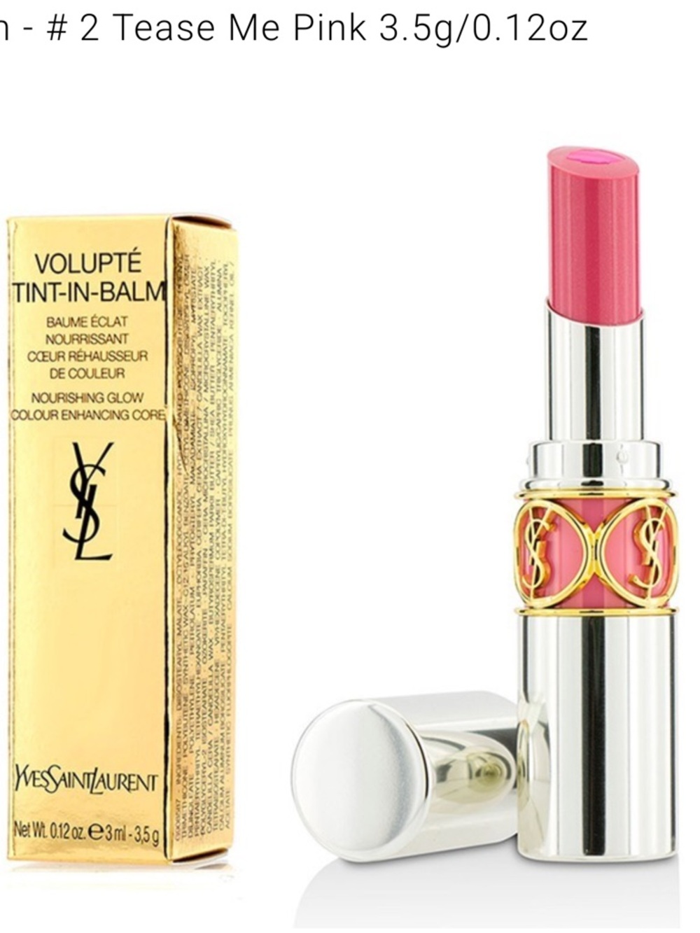 Yves Saint Laurent Volupte Tint-In-Balm Nourishing Glow 2 Tease Me Pink BNWOB